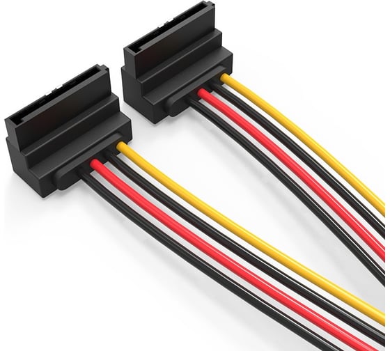 Кабель питания-разветвитель Vention SATA 15pin M / 2 x SATA 15pin F, угол 90 - 0.15м KDBBB