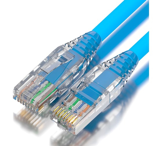 Сборный патч-корд GCR 1.0m LSZH UTP категории 5e, синий, коннектор прозрачный+ABS колпачок VIV52I628