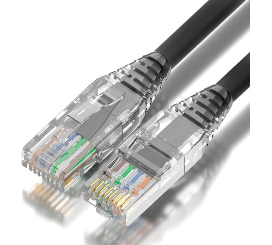 Сборный патч-корд GCR 1.5m LSZH UTP категории 5e, черный, коннектор прозрачный+ABS колпачок VIV52I632 1