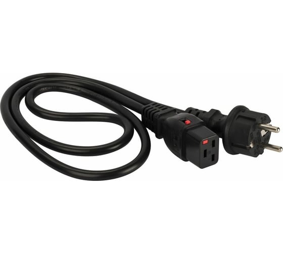 Шнур питания с блокировкой LANMASTER C19-Schuko, 3х1.5, 220В, 16А, черный, 5 метров LAN-PP19L/SH-5.0-BK