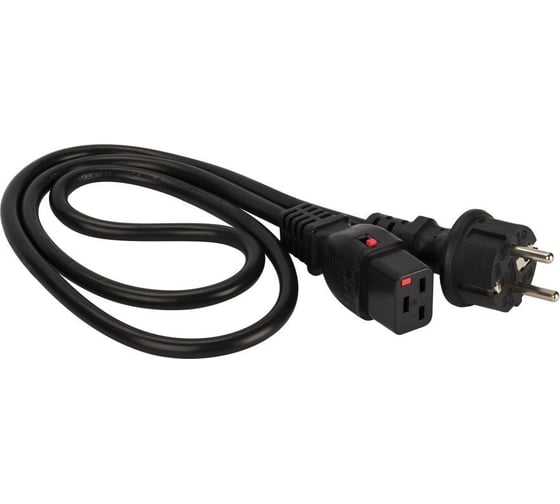 Шнур питания с блокировкой LANMASTER C19-Schuko, 3х1.5, 220В, 16А, черный, 3 метра LAN-PP19L/SH-3.0-BK