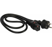 Шнур питания с блокировкой LANMASTER C19-Schuko, 3х1.5, 220В, 16А, черный, 1 метр LAN-PP19L/SH-1.0-BK