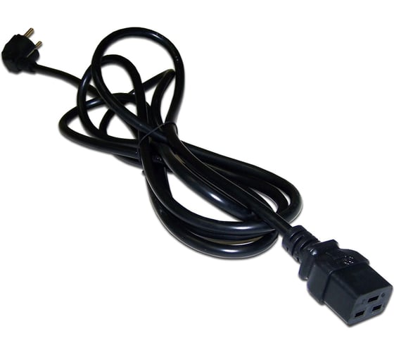 Шнур питания LANMASTER C19-Schuko, 3х1.5, 220В, 16А, черный, 2 метра LAN-PP19/SHA-2.0-BK