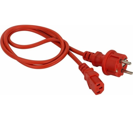 Шнур питания LANMASTER C13-Schuko, 3х0.75, 220В, 10А, красный, 0.5 метра LAN-PP13/SH-0.5-RD
