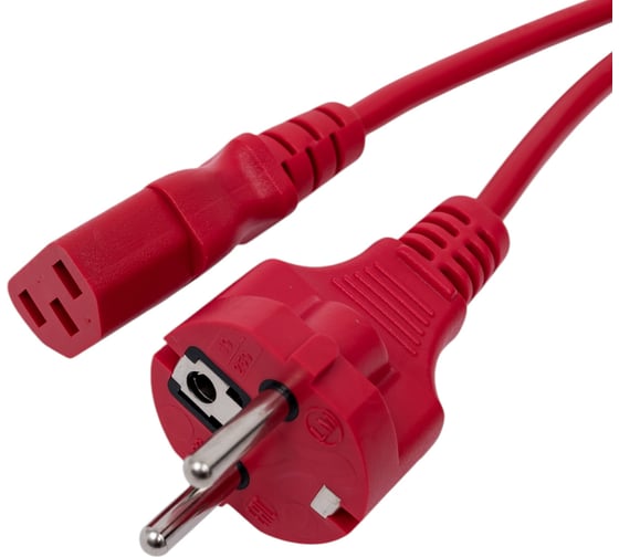 Шнур питания LANMASTER C13-Schuko, 3х0.75, 220В, 10А, красный, 0.5 метра LAN-PP13/SH-0.5-RD