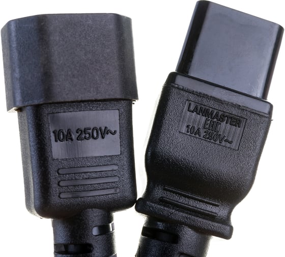 Шнур питания LANMASTER C13-C14, 3х0.75, 220В, 10А, черный, 2 метра LAN-PPM-10A-2.0 LAN-PP13/14-2.0-BK