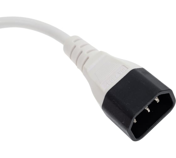 Шнур питания LANMASTER C13-C14, 3х0.75, 220В, 10А, белый, 1 метр LAN-PP13/14-1.0-WH