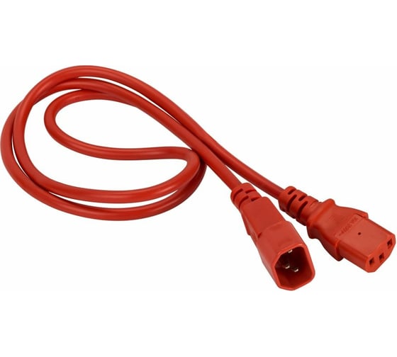 Шнур питания LANMASTER C13-C14, 3х0.75, 220В, 10А, красный, 1 метр LAN-PP13/14-1.0-RD 1
