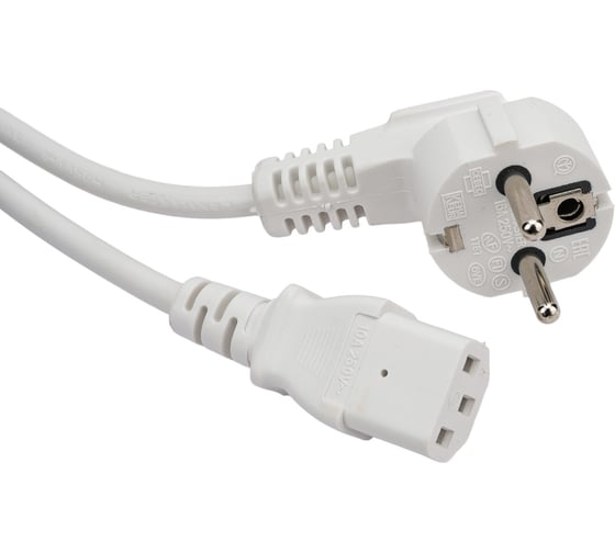 Шнур питания LANMASTER C13-Schuko , 3х0.75, 220В, 10А, белый, 1 метр LAN-PP13/SHA-1.0-WH
