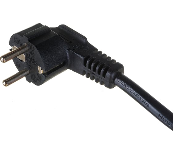 Шнур питания LANMASTER C19-Schuko, 3х1.5, 220В, 16А, черный, 0.5 метра LAN-PP19/SHA-0.5-BK