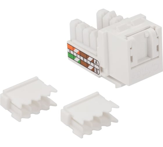 Модуль Keystone LANMASTER RJ45, кат.5E, UTP, 90 градусов, белый LAN-OK45U5E/90P-WH 1
