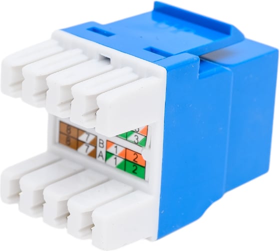 Модуль LANMASTER Keystone RJ45, кат.5e, UTP, 180 градусов, синий, LAN-OK45U5E/180P-BL