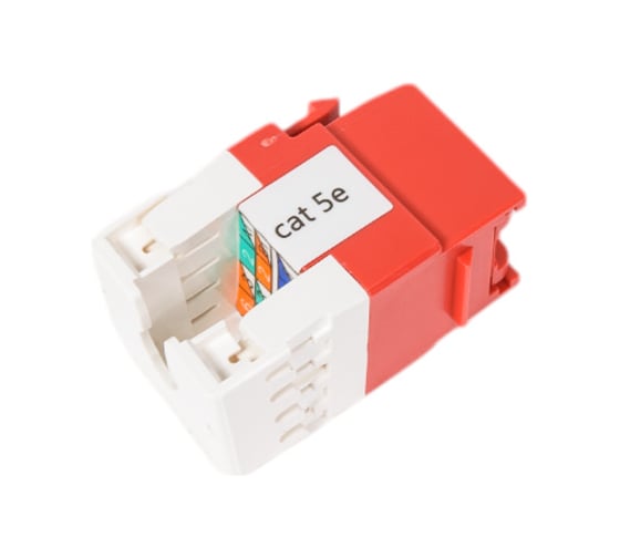 Модуль Keystone LANMASTER RJ45, кат.5e, UTP, 180 градусов, красный, LAN-OK45U5E/180P-RD
