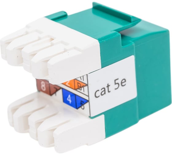 Модуль Keystone LANMASTER RJ45, кат.5e, UTP, 180 градусов, зеленый, LAN-OK45U5E/180P-GN