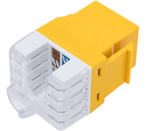 Модуль LANMASTER Keystone RJ45, кат.5e, UTP, 180 градусов, желтый, LAN-OK45U5E/180P-YL 16465949