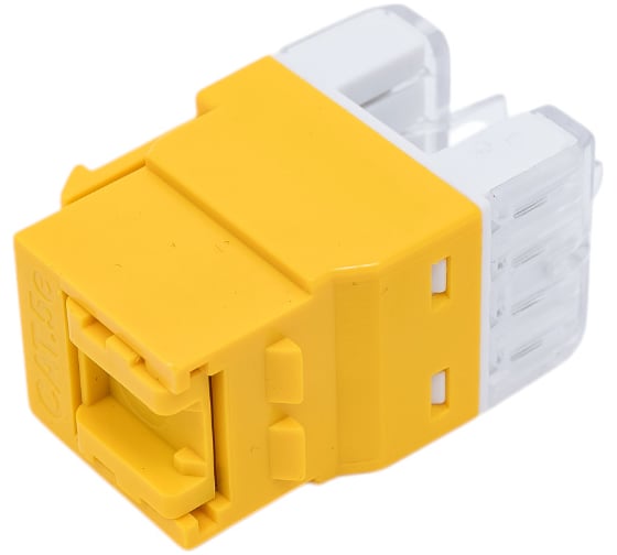 Модуль LANMASTER Keystone RJ45, кат.5e, UTP, 180 градусов, желтый, LAN-OK45U5E/180P-YL