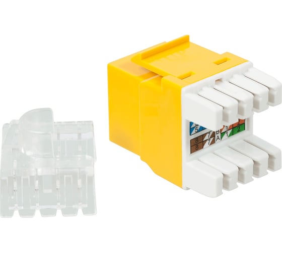 Модуль LANMASTER Keystone RJ45, кат.5e, UTP, 180 градусов, желтый, LAN-OK45U5E/180P-YL