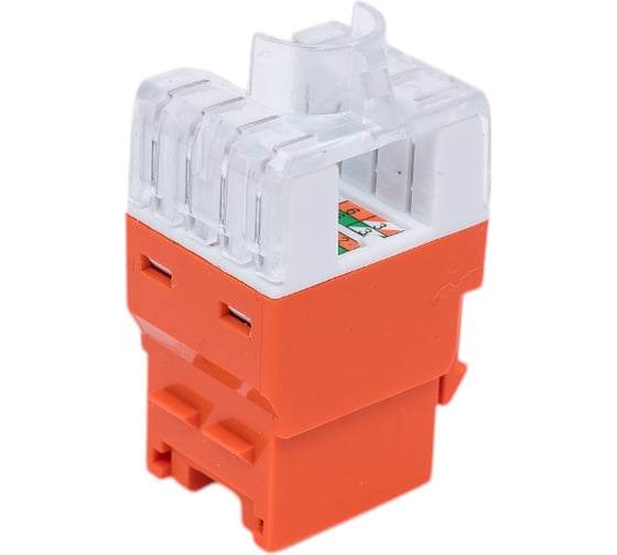 Модуль LANMASTER Keystone RJ45, кат.5e, UTP, 180 градусов, оранжевый, LAN-OK45U5E/180P-OR 16466412