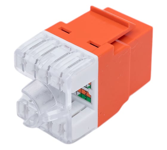 Модуль LANMASTER Keystone RJ45, кат.5e, UTP, 180 градусов, оранжевый, LAN-OK45U5E/180P-OR