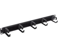 Кабельный органайзер LANMASTER 19 c щеточным вводом с 5 металлическими кольцами, 1U LAN-ORG/BPMR-1U