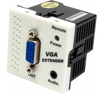 Конвертор LANMASTER RJ45-VGA, приемник, без блока питания, формата Mosaic, 45x45мм, белый LAN-SIP-23VGA/RX-WH