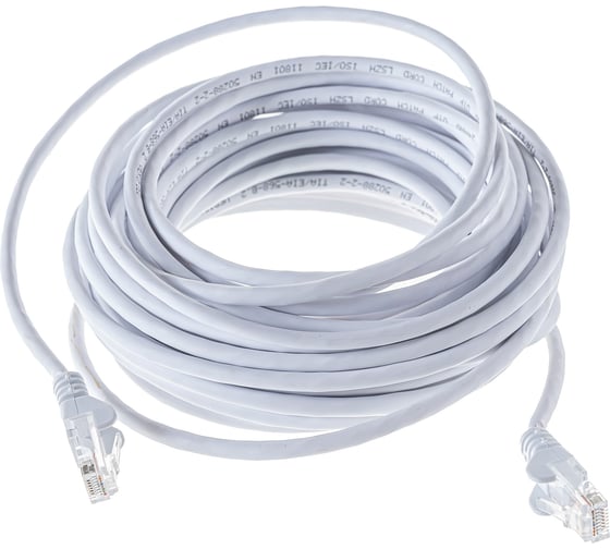 Патч-корд LANMASTER RJ45 - RJ45, 4 пары, UTP, категория 5е, 10 м, белый, LSZH, LAN-PC45/U5E-10-WH