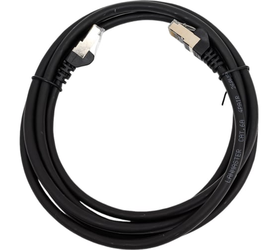 Патч-корд LANMASTER RJ45 - RJ45, 4 пары, S/FTP, категория 6A, 2 м, черный LSZH, LAN-PC45/S6A-2.0-BK
