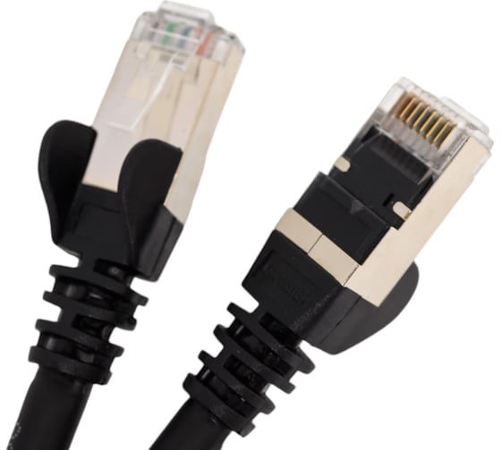 Патч-корд LANMASTER RJ45 - RJ45, 4 пары, S/FTP, категория 6A, 2 м, черный LSZH, LAN-PC45/S6A-2.0-BK