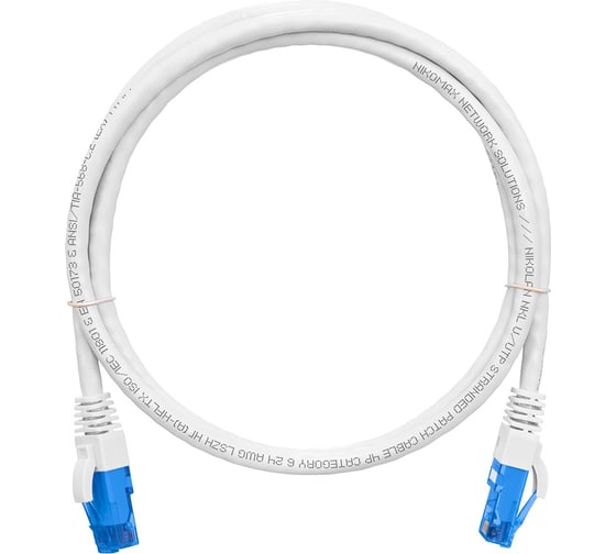 Шнур NIKOMAX, U/UTP 4 пары, категория 6, 7х0,205 мм, белый, 0,5м NMC-PC4UE55B-005-C-WT