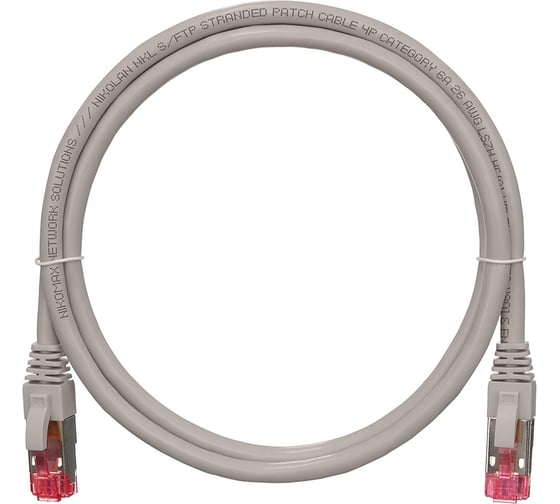 Шнур NIKOMAX, S/FTP 4 пары, категория 6a, 7х0,165 мм, серый, 0,15 м NMC-PC4SA55B-001-C-GY