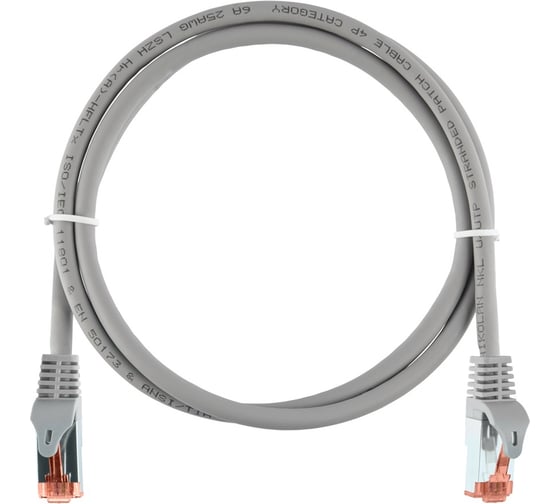 Шнур NIKOMAX, S/FTP 4 пары, категория 6a, 7х0,135 мм, светло-серый, 1 м NMC-PC4SA55B-ES-010-C-GY 1
