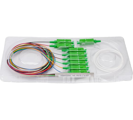 Планарный сплиттер NIKOMAX, 1x8, одномодовый, G.657.A1, SC/APC, 0.9 мм NMF-SPP1X8A1-SCA-M