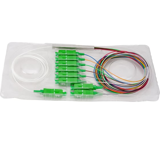 Планарный сплиттер NIKOMAX, 1x8, одномодовый, G.657.A1, SC/APC, 0.9 мм NMF-SPP1X8A1-SCA-M