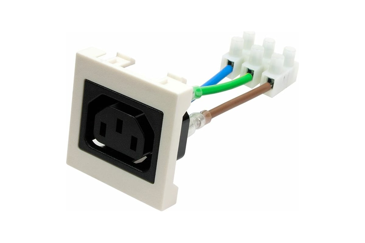 Розетка lanmaster iec 60320 c13, 10a, 250v, формата mosaic, 45x45 мм lan-sip-23iec-c13