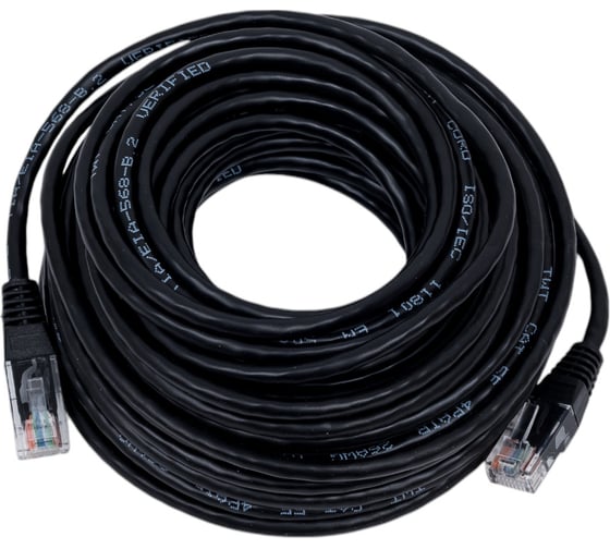 Патч-корд RJ45 - RJ45, 4 пары, UTP, категория 5е, 15 м, черный, TWT-45-45-15-BK