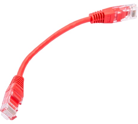 Патч-корд RJ45 - RJ45, 4 пары, UTP, категория 5е, 0.15 м, красный, TWT-45-45-0.15-RD