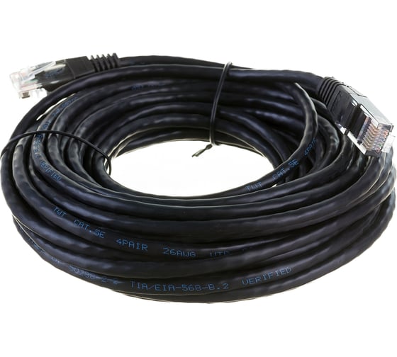 Патч-корд RJ45 - RJ45, 4 пары, UTP, категория 5е, 10 м, черный, TWT-45-45-10-BK