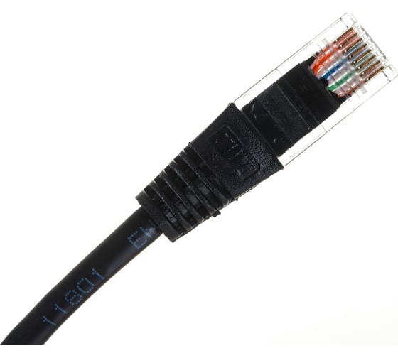 Патч-корд RJ45 - RJ45, 4 пары, UTP, категория 5е, 0.15 м, черный, TWT-45-45-0.15-BK