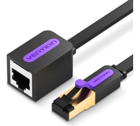 Патч-корд удлинитель прямой VENTION SSTP cat.7, RJ45 - 1м. Черный плоский ICBBF