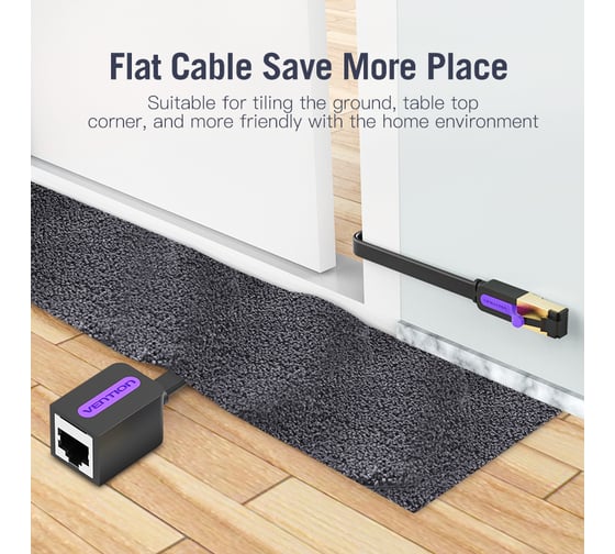 Патч-корд удлинитель прямой VENTION SSTP cat.7, RJ45 - 2м. Черный плоский ICBBH