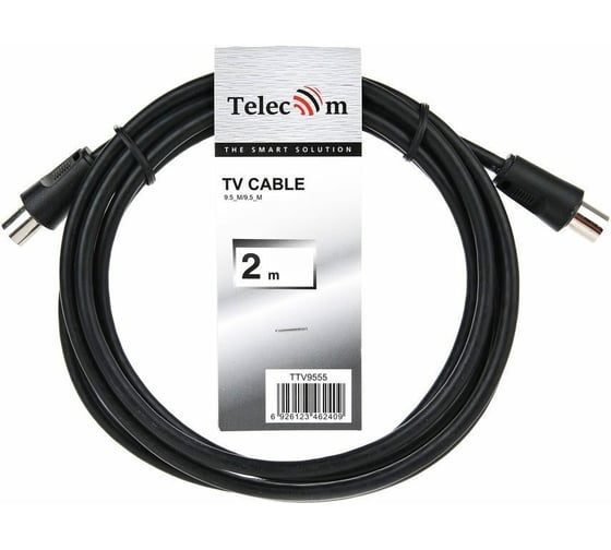 Антенный соединительный кабель Telecom, 9.5mm, 75Ом,ТВ-М--ТВ-M, 2m TTV9555-2M
