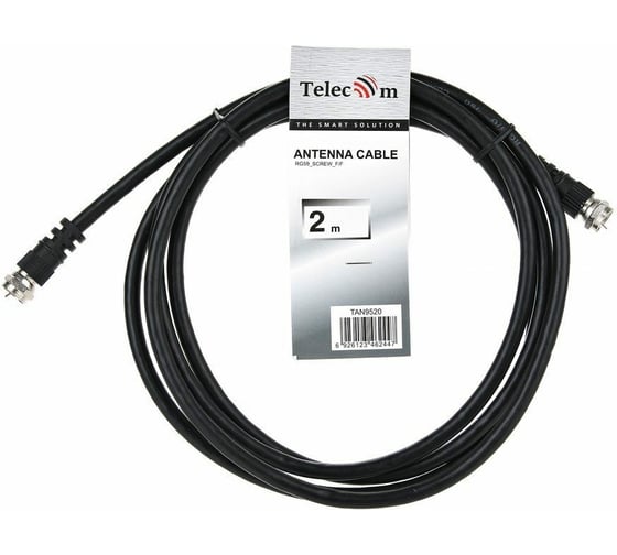 Cоединительный антенный кабель Telecom, RG59 F-male--F-male 2м TAN9520-2M