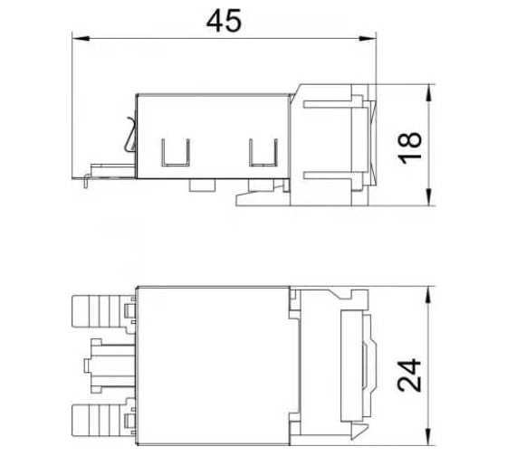 Разъем RJ45 OBO Bettermann категория 5e экранированный (FTP) Snap-In тип C (для MP R2 2C, MPMT45 2C, MTM 2C, CP45) 6117343