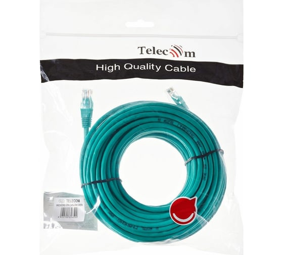 Литой патч-корд Telecom, UTP кат.5е 20,0м зеленый NA102-G-20M