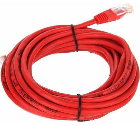 Литой патч-корд Telecom, UTP кат.5е 5,0м красный NA102-R-5M