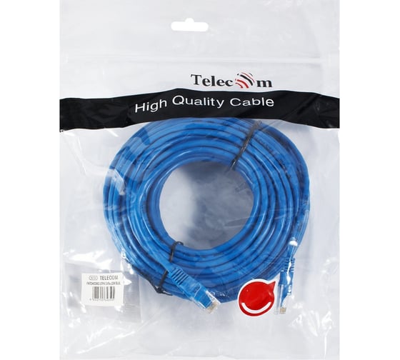 Литой патч-корд Telecom, UTP кат.5е 20,0м синий NA102-L-20M