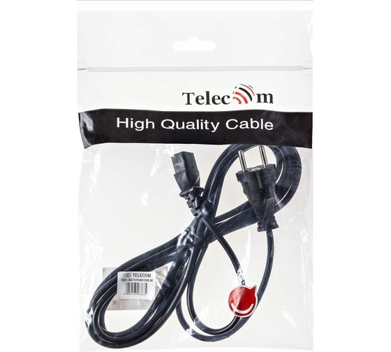 Кабель Telecom, компьютер - розетка 220V EU, прямой VDE3GX0,75mm2, 3,0m, медь TE021-CU0.75-3