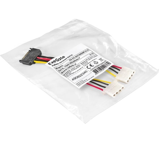 Кабель питания ExeGate SATA EX-CC-SATAM2MF 15pin M/2xMolex F 294795