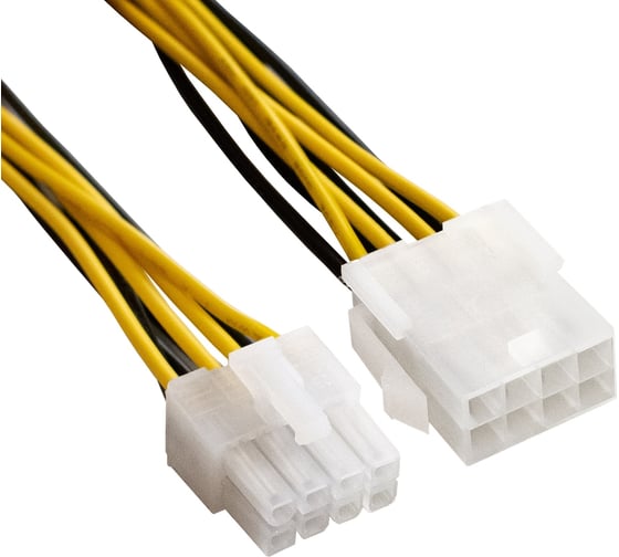 Удлинитель кабеля питания материнской платы +12V ExeGate EX-EXT-8M8F-0.2 8pin EPS12V M/8pin EPS12V F, 0,2м 296936