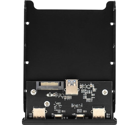 Планка USB на переднюю панель ExeGate U3H-622, 3,5", 2 TypeA +2 TypeC USB 3.2 Gen2 SuperSpeed USB 10Gbps , черная, металл, подсоединение к мат. плате 297553